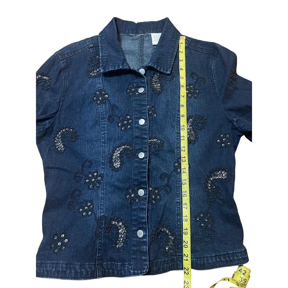 Vintage Flashbacks Beaded Paisley Denim Jacket Size Medium - Picture 4 of 5